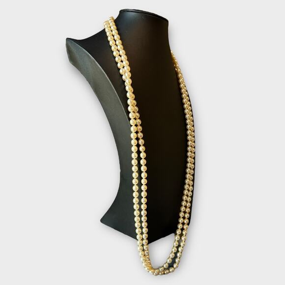 KJL Kenneth Jay Lane Vintage Double Strand Pearl Style Necklace - Picture 2 of 8